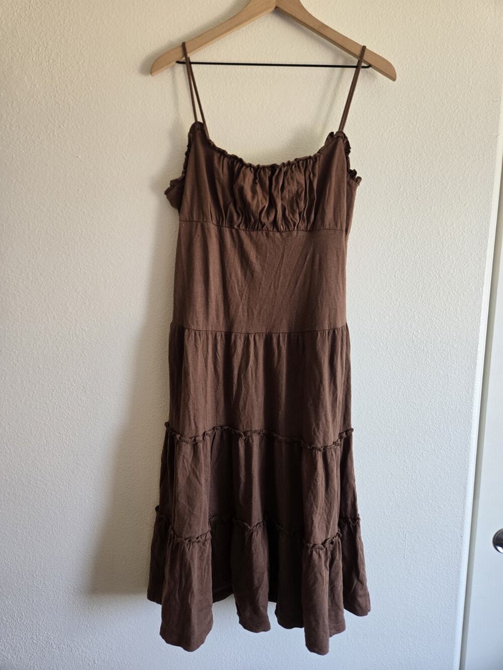 Xhilaration Y2k Midi Dress XL Brown Tiered Empire Cottage Prairie Goblincore